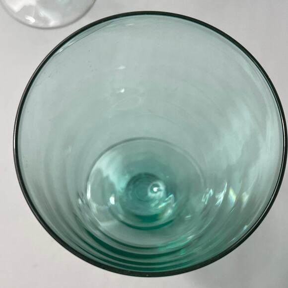 Pair Aqua Drinking‎ Glasses with Bubble Stem EUC Footed Tumbler - Picture 6 of 9